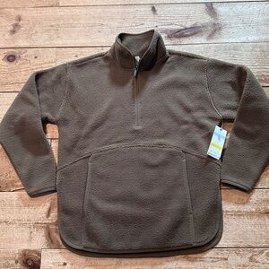 Zella Cozy Furry High Pile Fleece Jacket Brown Teak Women's Size Small $89 MSRP